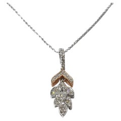 14k Gold Diamond Leaf Necklace Bridal Necklace