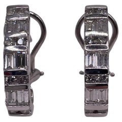 14k White Gold Diamond Lever-Back Earrings