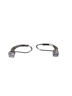 14K White Gold Diamond Leverback Earrings #24618