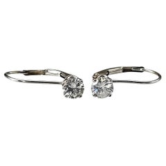 14K White Gold Diamond Leverback Earrings #24618