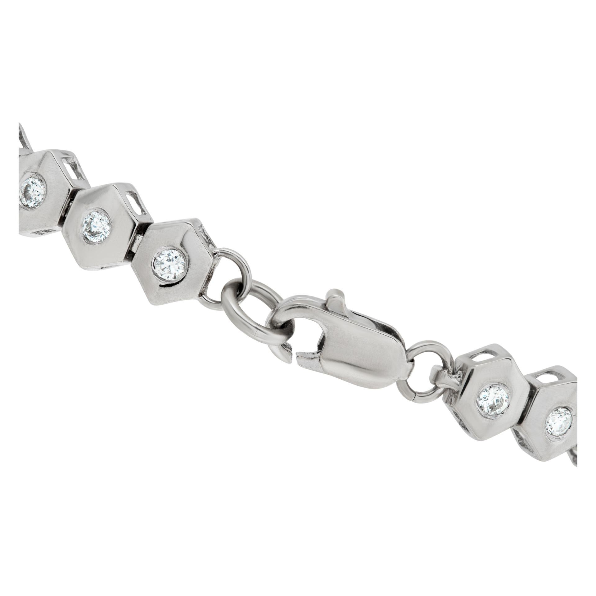 Women's 14k White Gold Diamond Line Bracelet For Sale