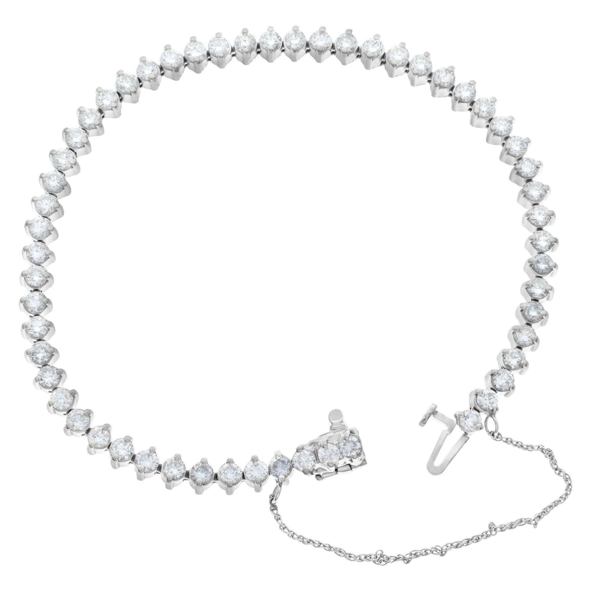  Bracelet ligne en or blanc 14 carats avec diamants d'environ 5 carats de taille ronde Pour femmes 