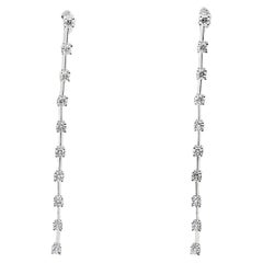 14K White Gold Diamond Linear Stiletto Earrings
