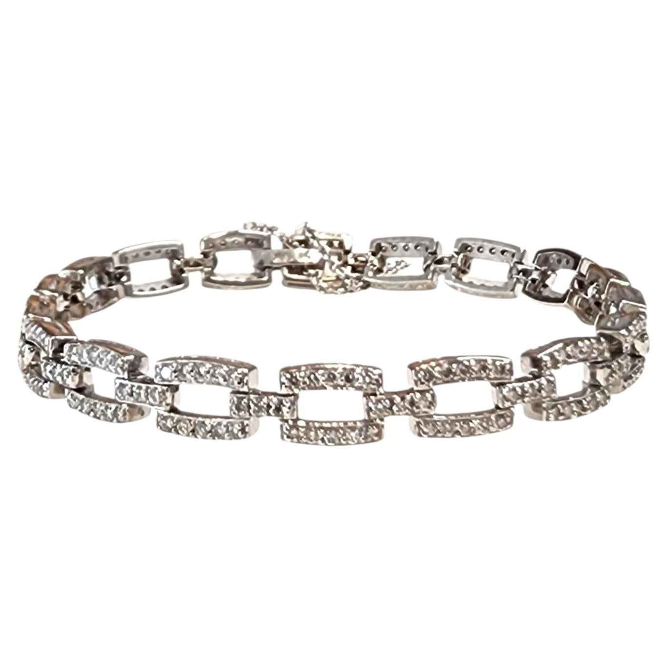 14K White Gold Diamond Link Bracelet #25308