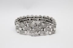 Bracciale A Link in oro bianco 14k con diamanti, 8 pollici - 106,0g