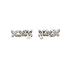 14K White Gold Diamond Link Earrings