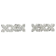 14K White Gold Diamond Link Earrings