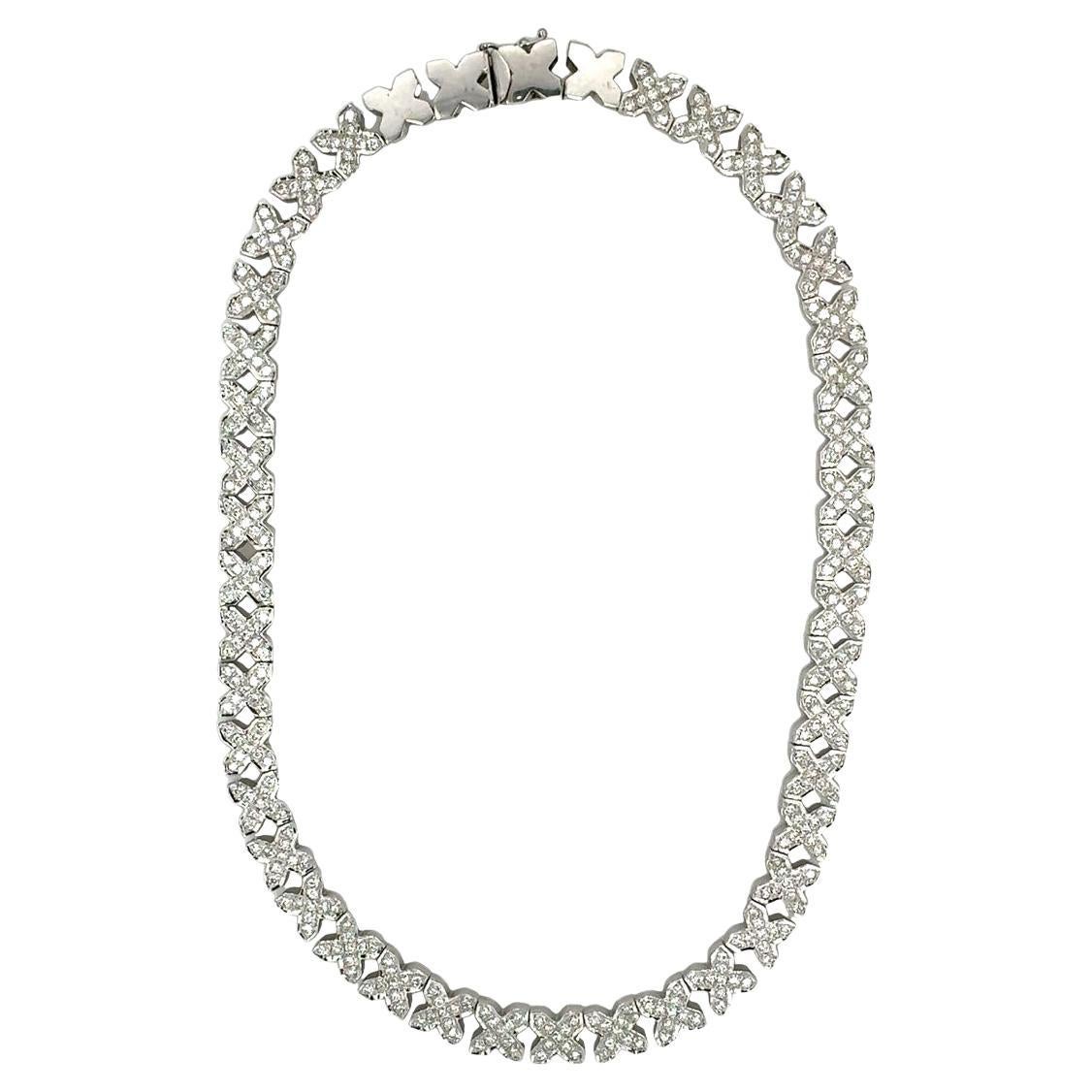 Collier à maillons en or blanc 14K avec diamants