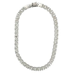Retro 14K White Gold Diamond Link Necklace