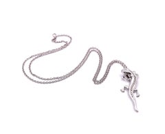 14 Karat White Gold Diamond Lizard Necklace