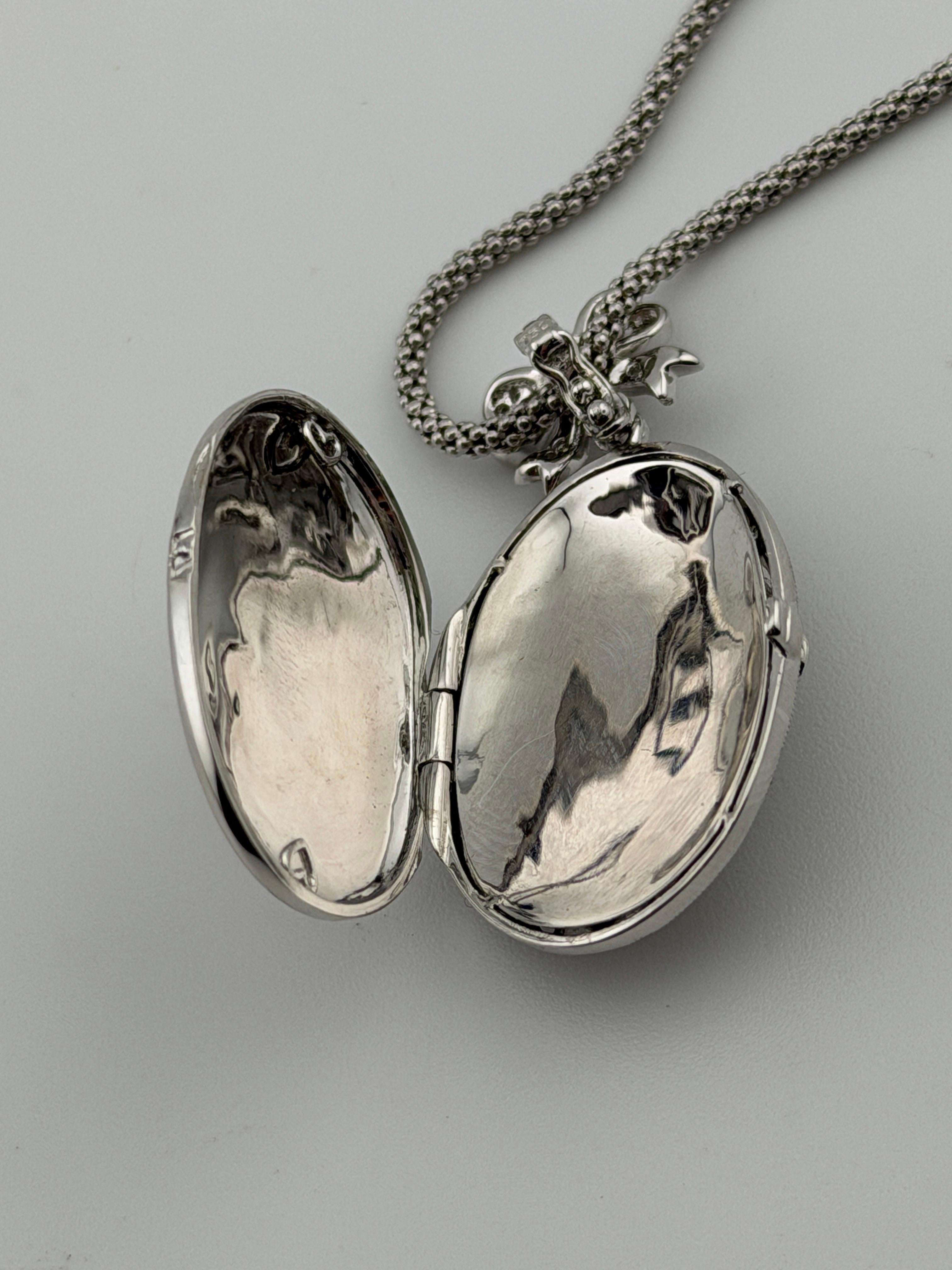 Collana con ciondolo con diamante in oro bianco 14k in vendita 5