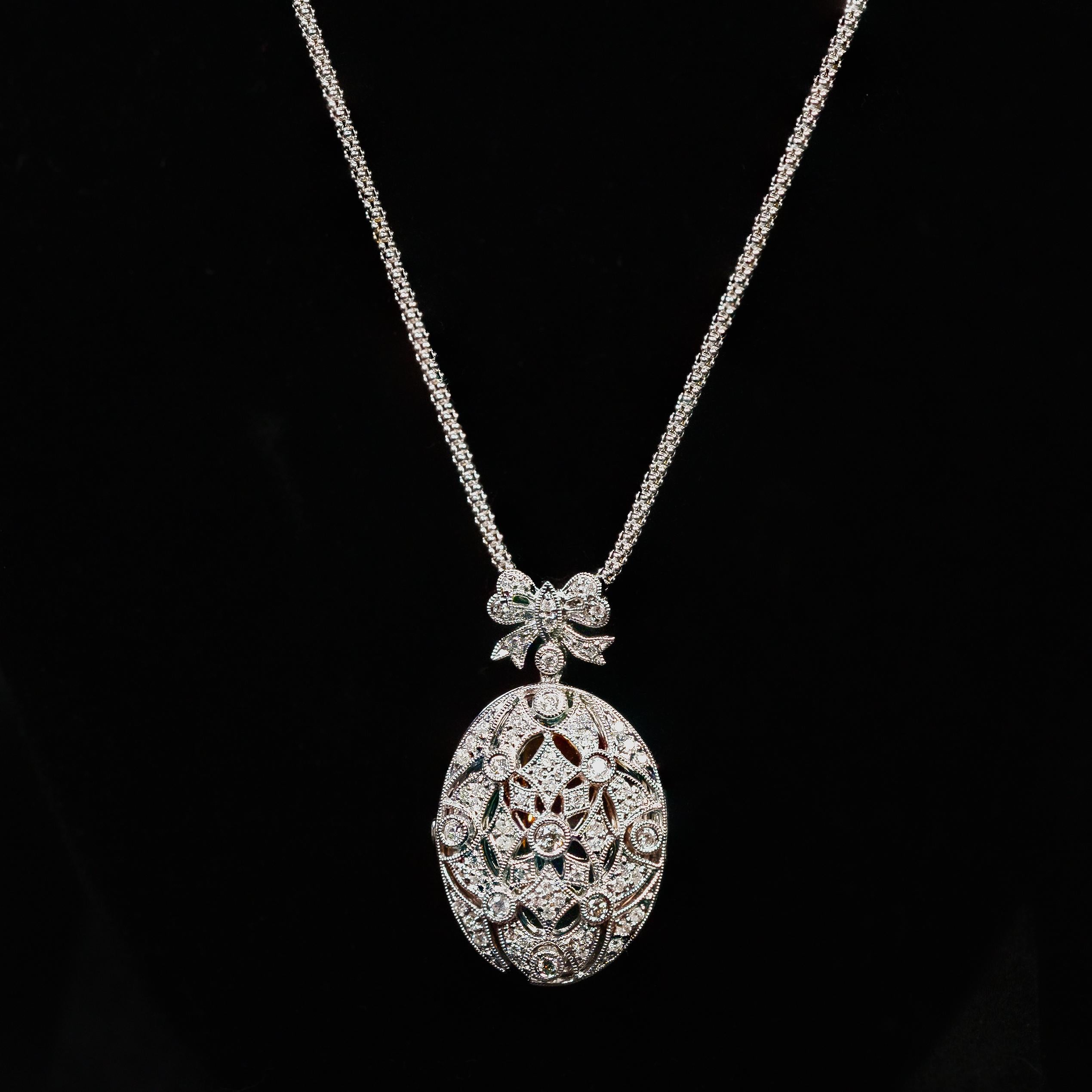 da uomo o donna Collana con ciondolo con diamante in oro bianco 14k in vendita