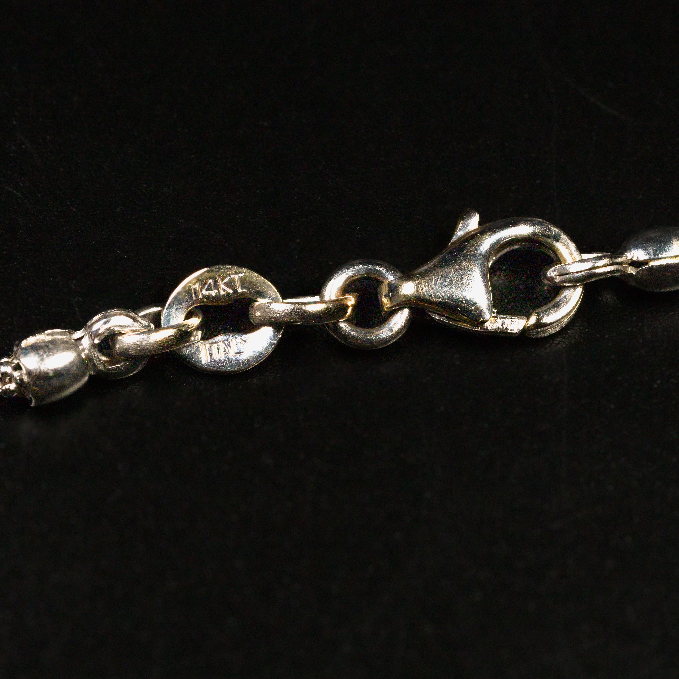 Collana con ciondolo con diamante in oro bianco 14k in vendita 1