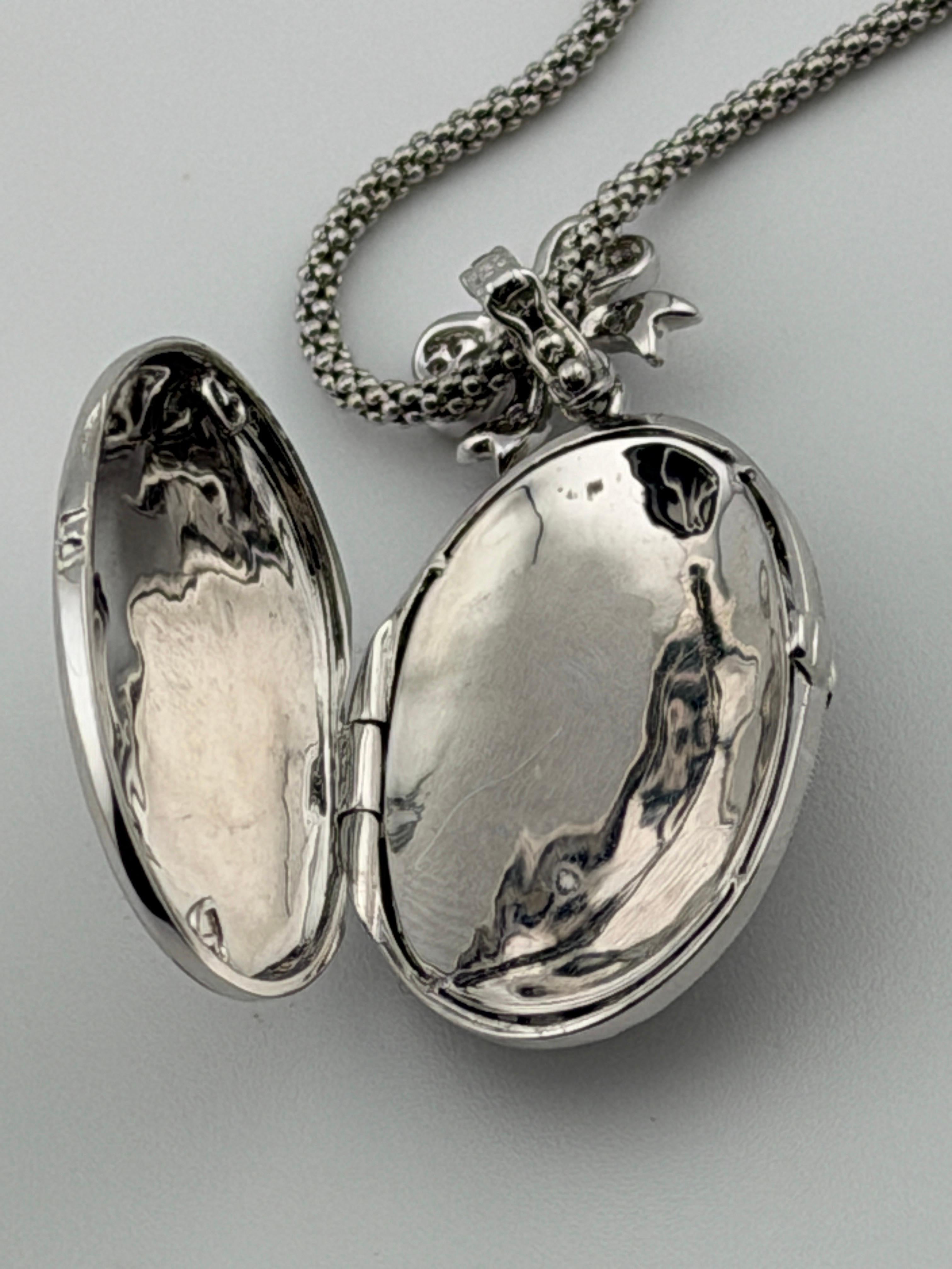 Collana con ciondolo con diamante in oro bianco 14k in vendita 4