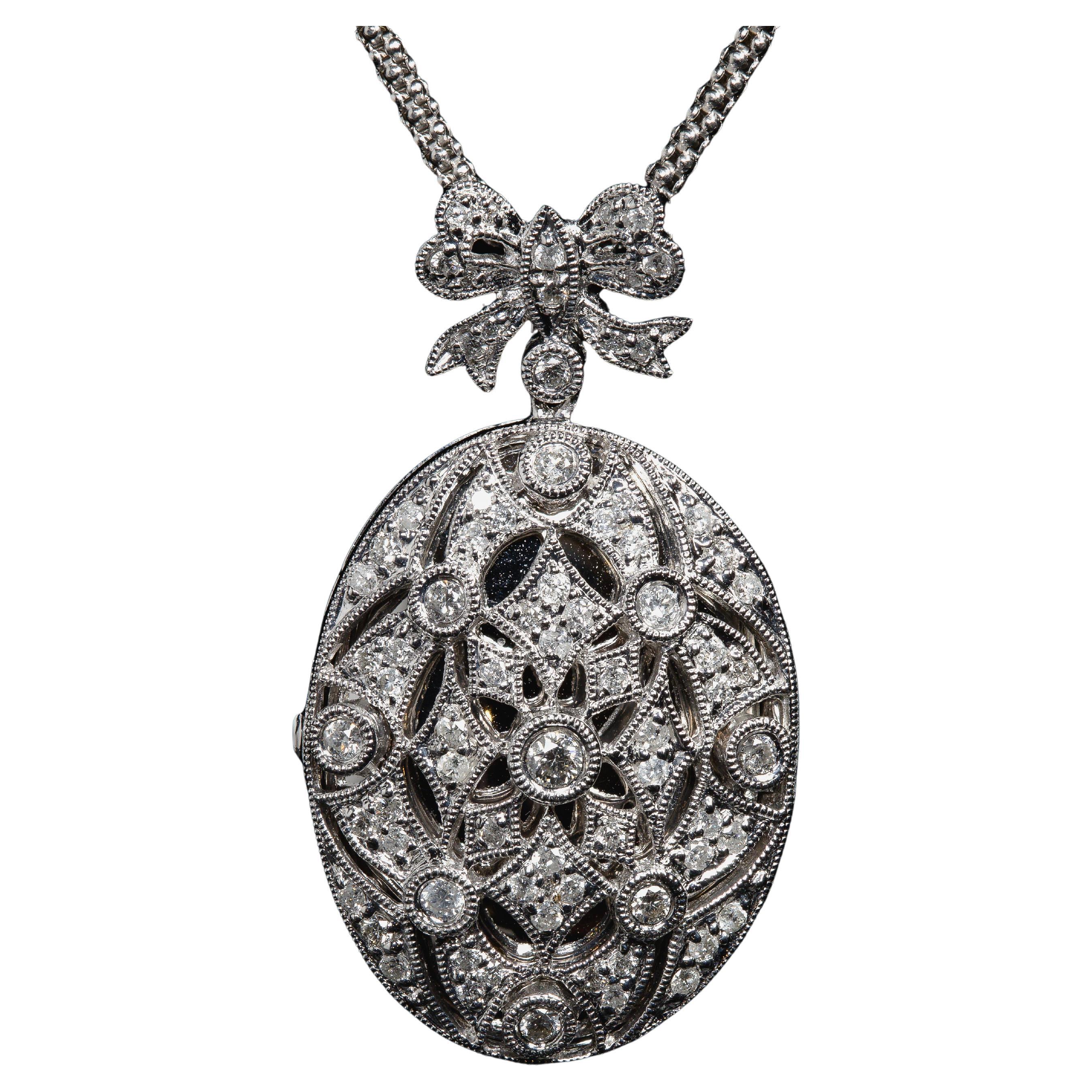 Collana con ciondolo con diamante in oro bianco 14k