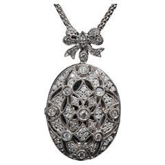 Collana con ciondolo con diamante in oro bianco 14k