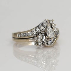 Anillo Marquesa de Diamantes de Oro Blanco de 14K 1.00tdw, 9.9gr