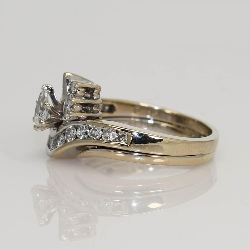 Women's 14K White Gold Diamond Marquise Ring 1.00tdw, 9.9gr For Sale