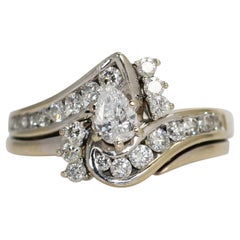 Anello con diamante marquise in oro bianco 14K 1.00tdw, 9.9gr