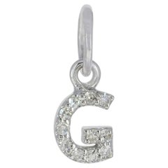 14k White Gold Diamond Dainty G Alphabet Pendant Fine Jewelry Personalised Gift