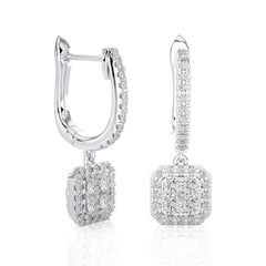 Boucles d'oreilles Moonlight en or blanc 14 carats avec diamants taille coussin -0,5 ctw