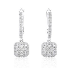 14K White Gold Diamond Moonlight Cushion Cluster Earring -0.5 ctw 