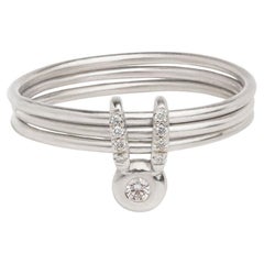 Or blanc 14k Diamant Bouge Lucky Rabbit Lapin Bunny Bague animaux trois bandes Baubou