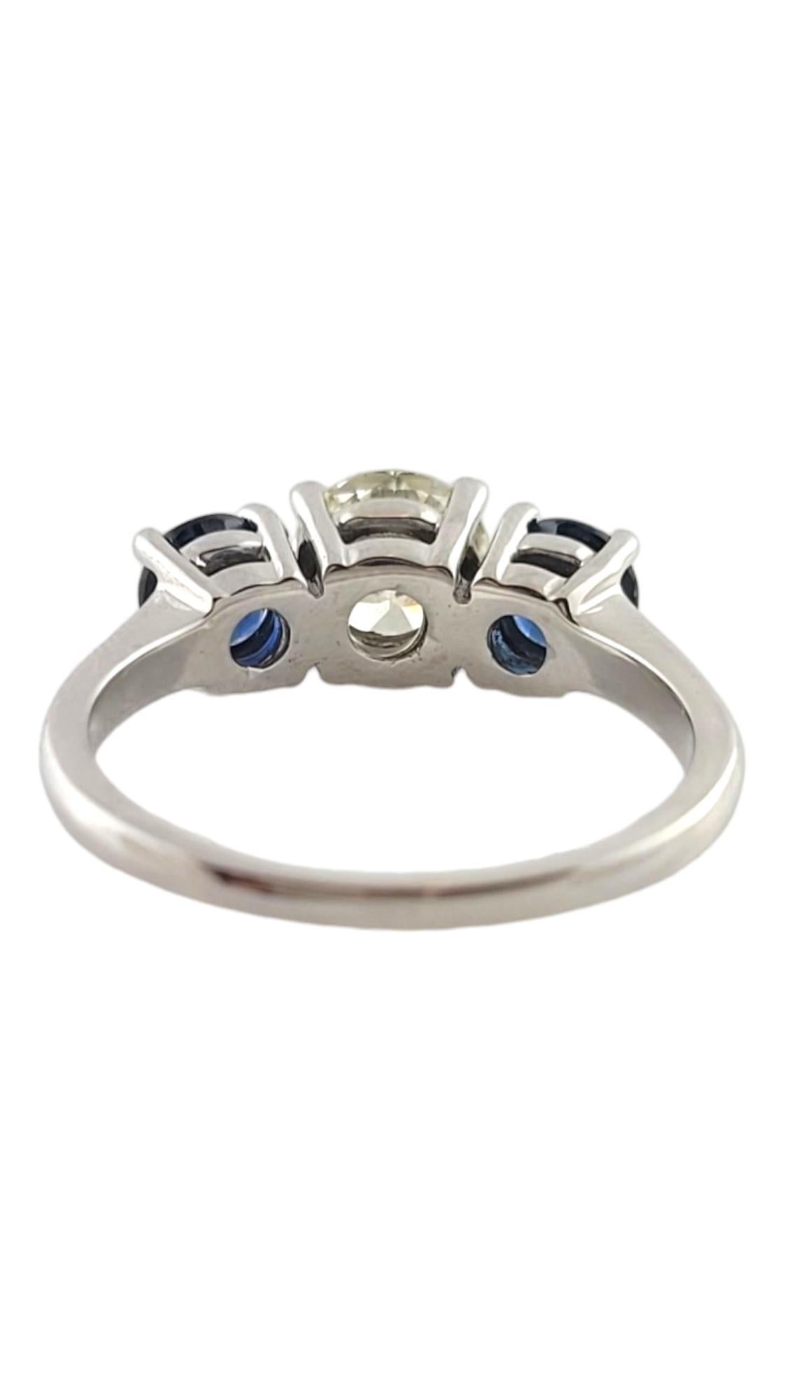 14K White Gold Diamond & Natural Blue Sapphire Engagement Ring #18058 In Good Condition For Sale In Washington Depot, CT