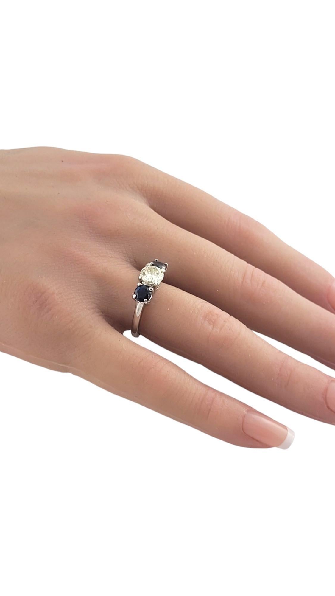 14K White Gold Diamond & Natural Blue Sapphire Engagement Ring #18058 For Sale 2