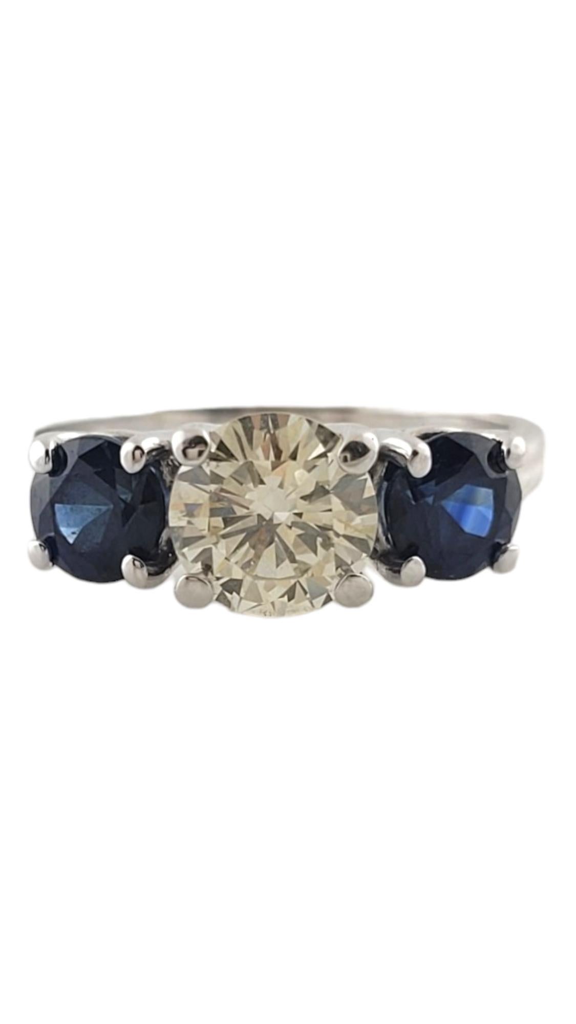 14K White Gold Diamond & Natural Blue Sapphire Engagement Ring #18058