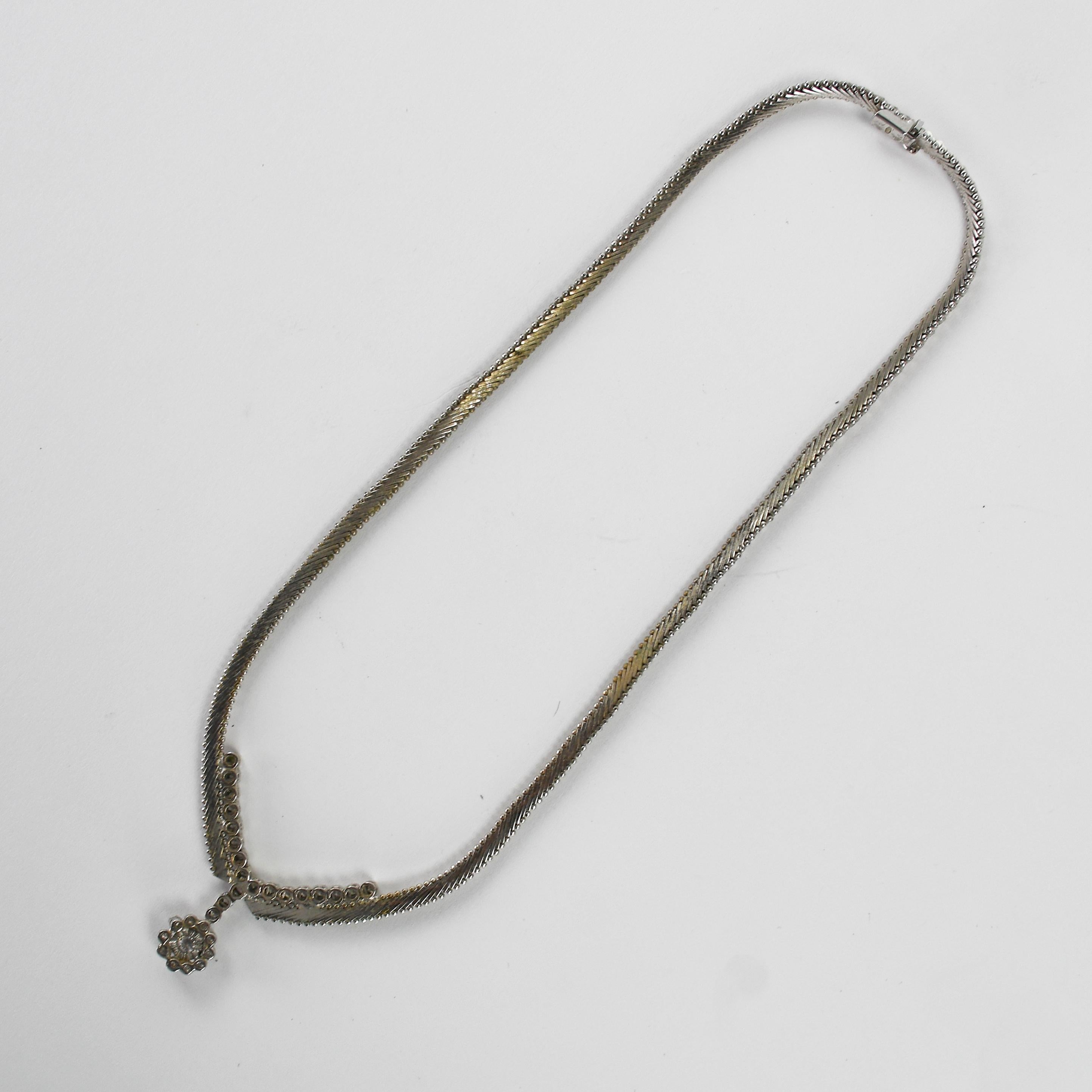 Collier en or blanc 14 carats avec diamants 1,00 carat Excellent état - En vente à Laguna Beach, CA