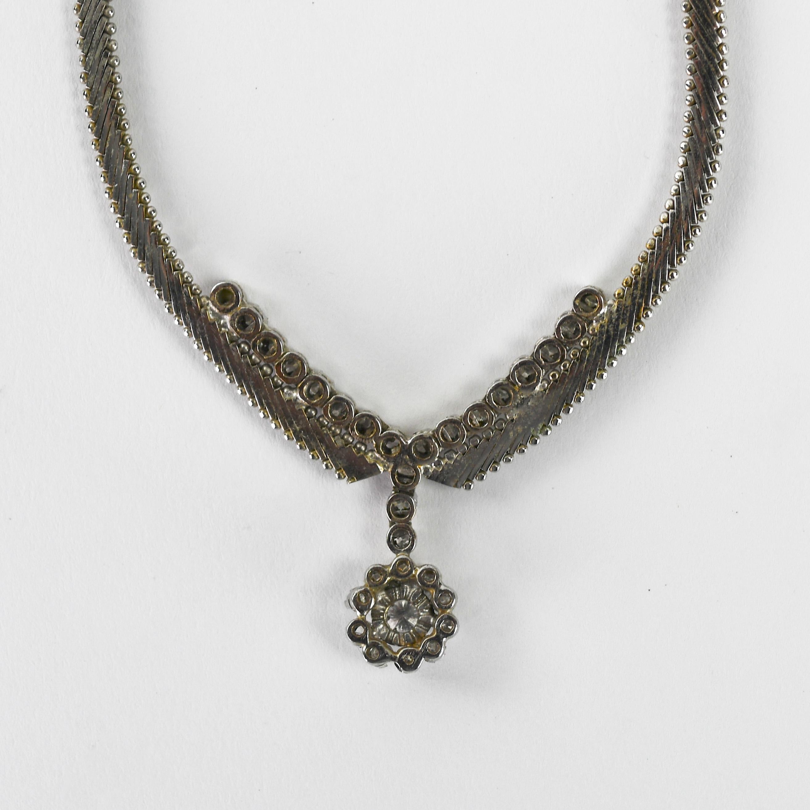 Collier en or blanc 14 carats avec diamants 1,00 carat Unisexe en vente