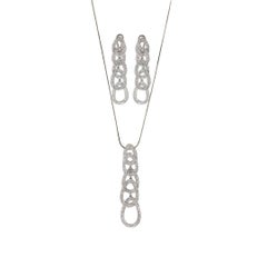 14K White Gold Diamond Necklace and Earrings Set 0.50ct