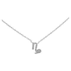 14k White Gold Diamond Necklace Capricorn Zodiac Sign Birth Sign Necklace
