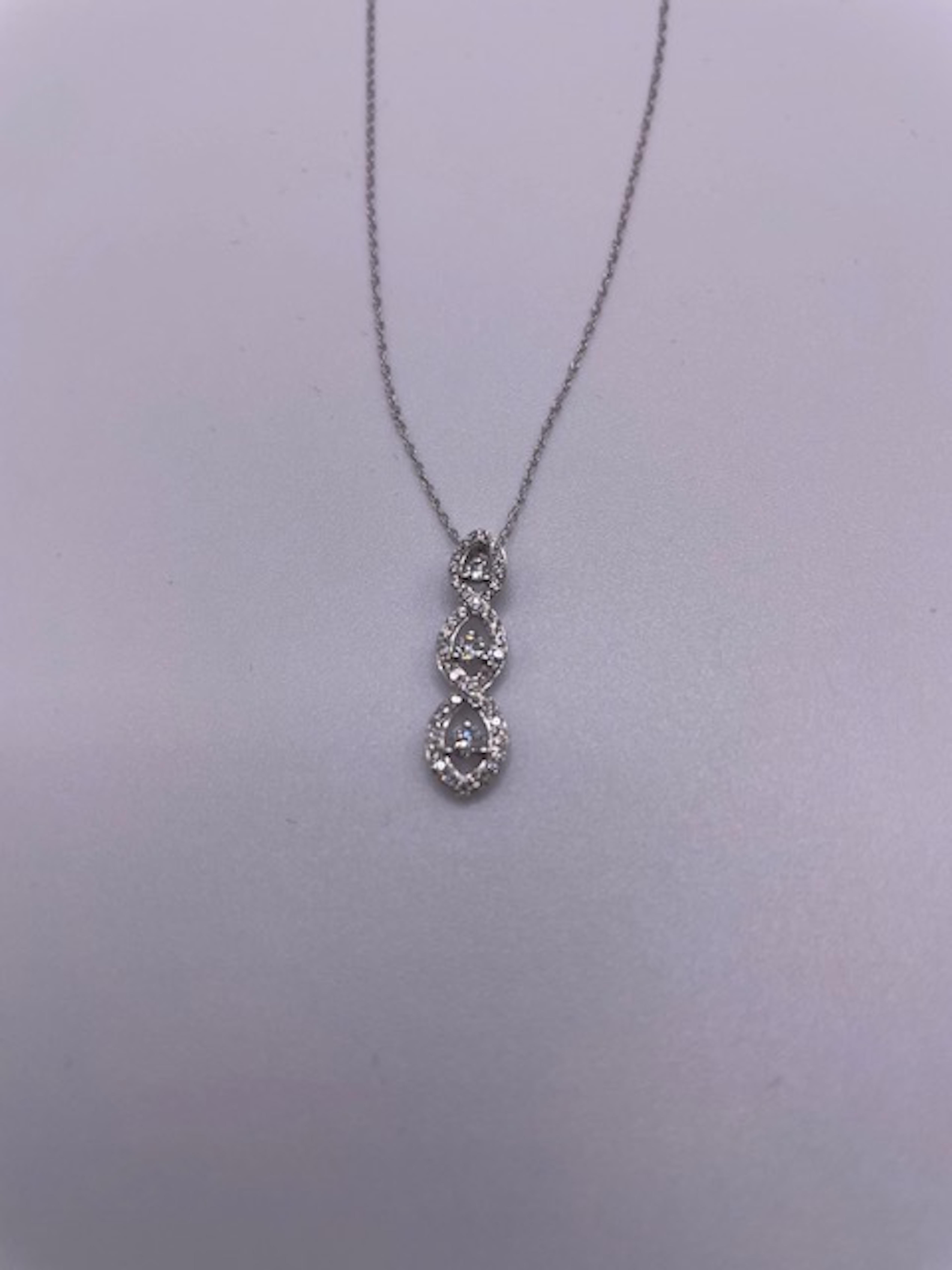 Modern 14k White Gold Diamond Necklace For Sale