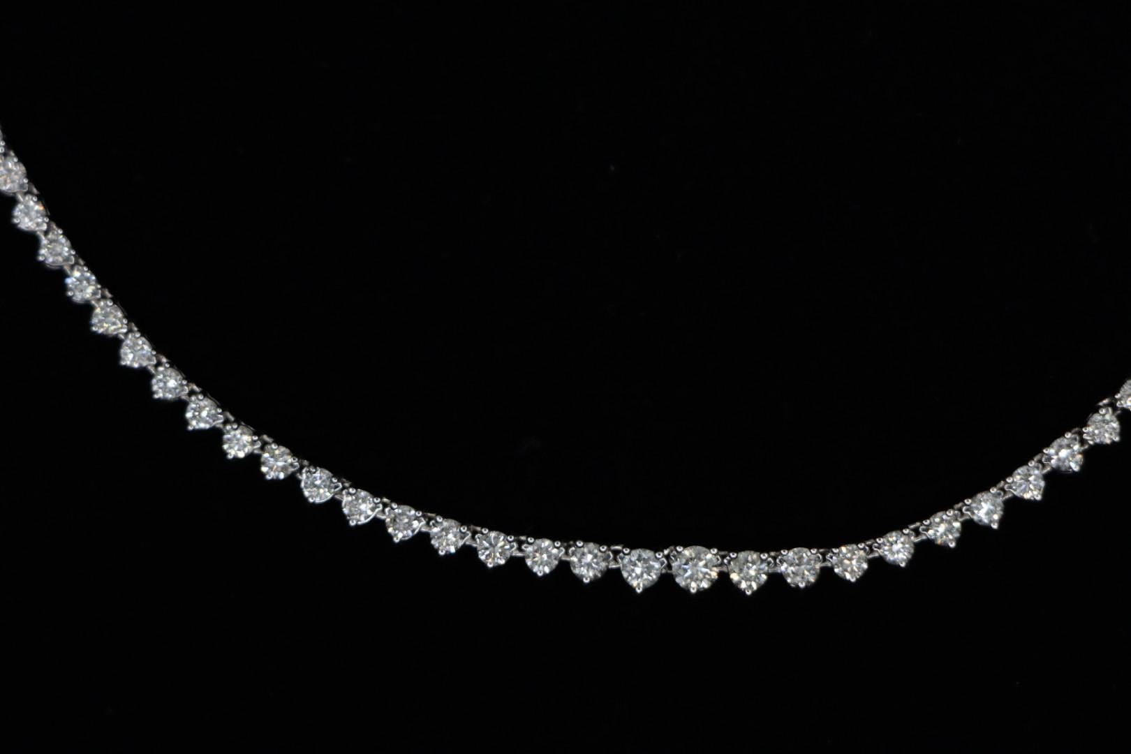 Round Cut 14K White Gold Diamond Necklace