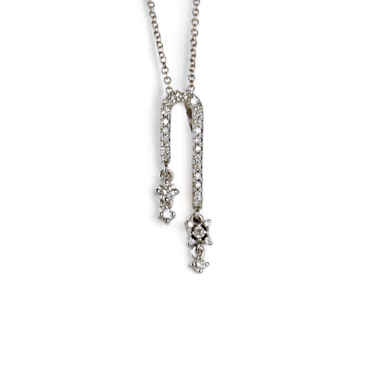 Women's 14 Karat White Gold Diamond Necklace For Sale