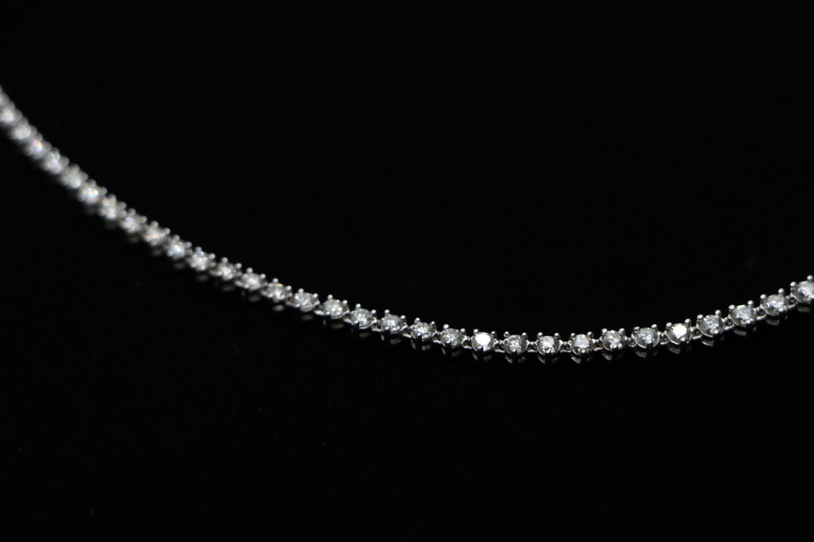 Women's or Men's 14K White Gold Diamond Necklace
