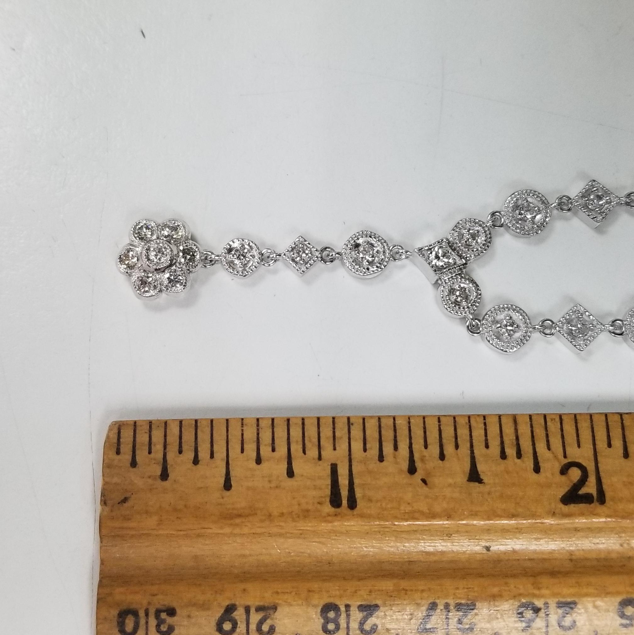 14 Karat White Gold Diamond Necklace with Drop Total Weight 2.51 Carat 1