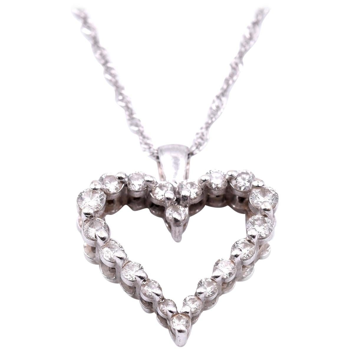 14-karat-white-gold-heart-with-diamond-necklace-for-sale-at-1stdibs