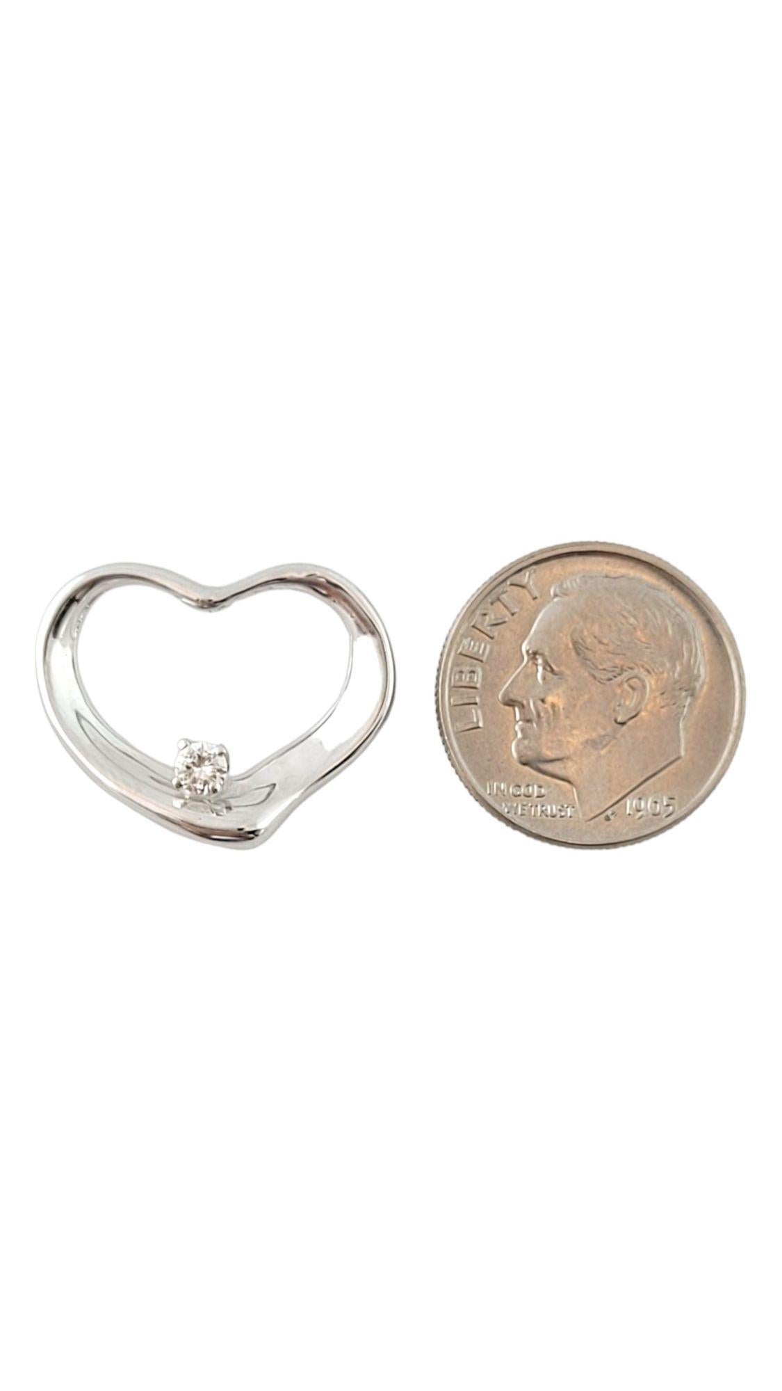 Women's 14K White Gold Diamond Open  Heart Pendant #15009 For Sale