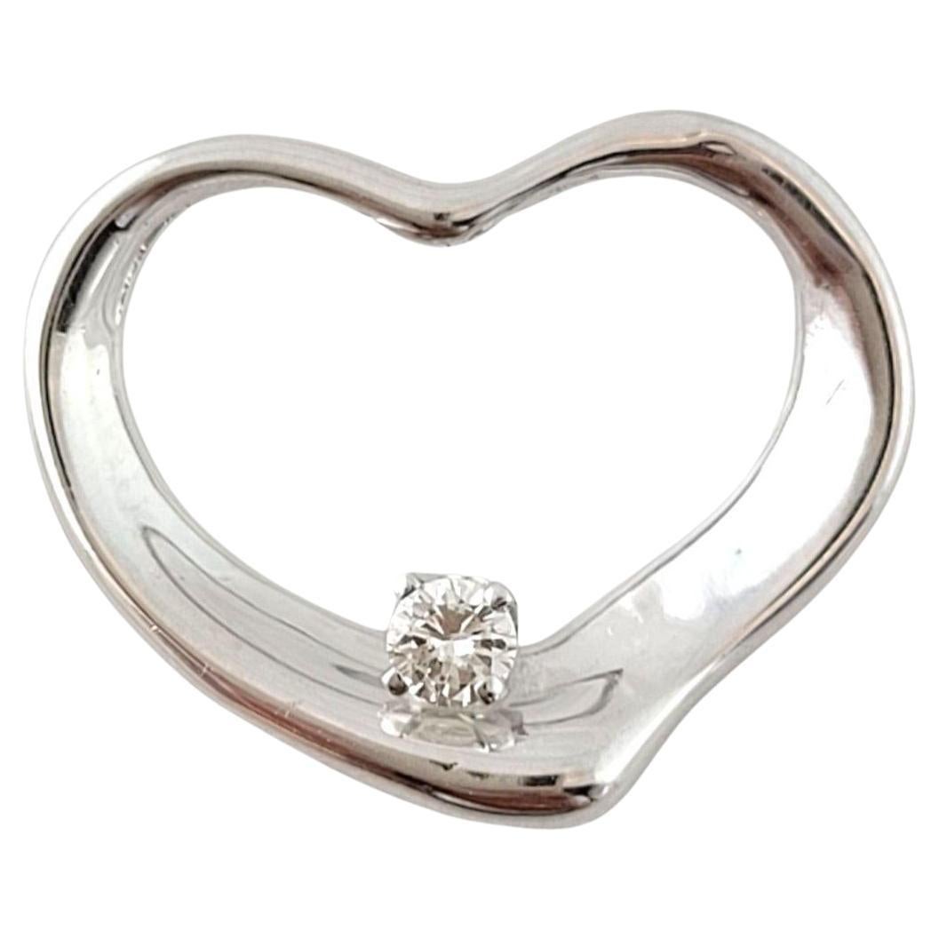 14K White Gold Diamond Open  Heart Pendant #15009