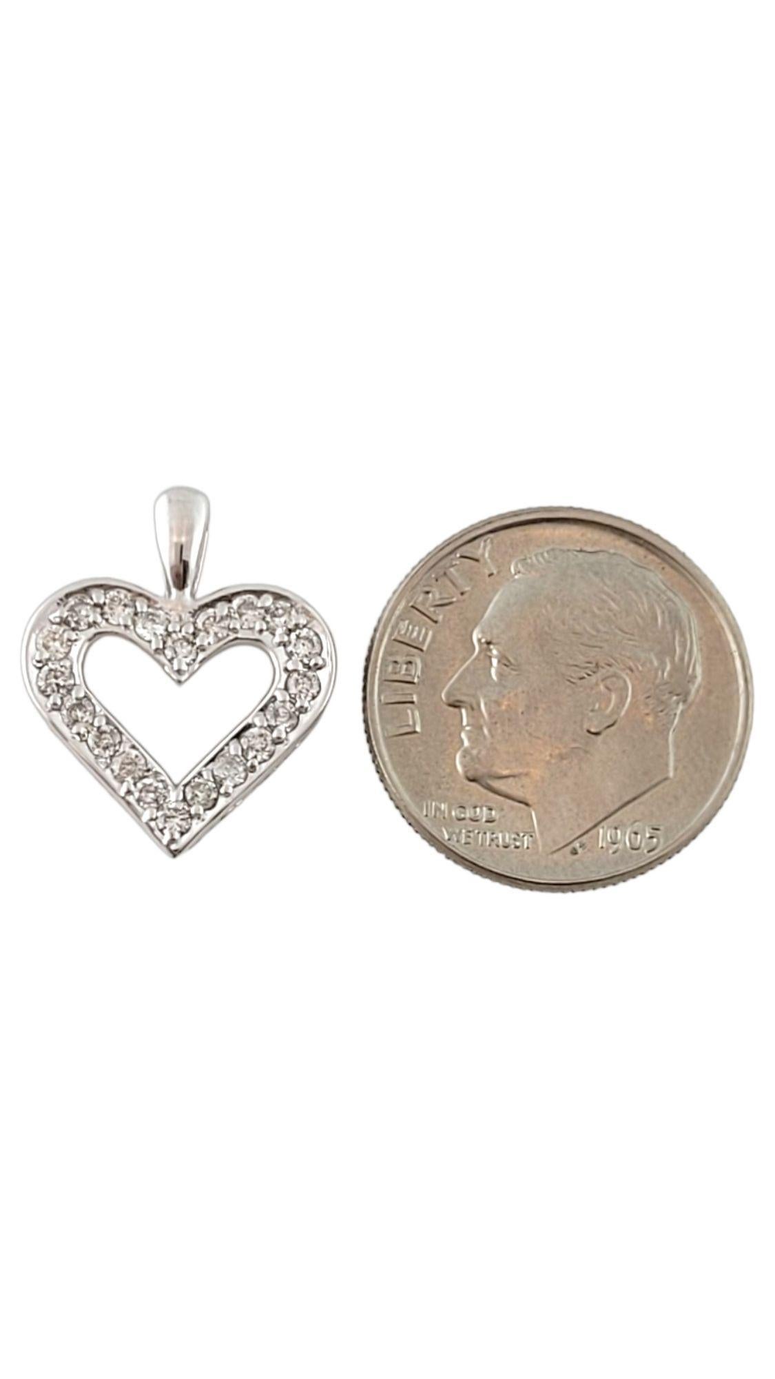 Women's 14K White Gold Diamond Open Heart Pendant #15014 For Sale
