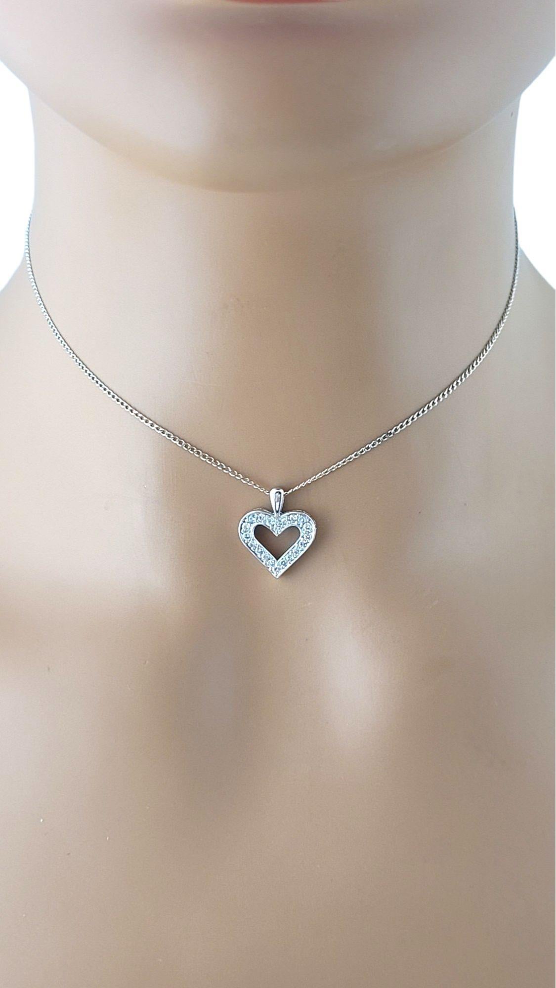 14K White Gold Diamond Open Heart Pendant #15014 For Sale 1