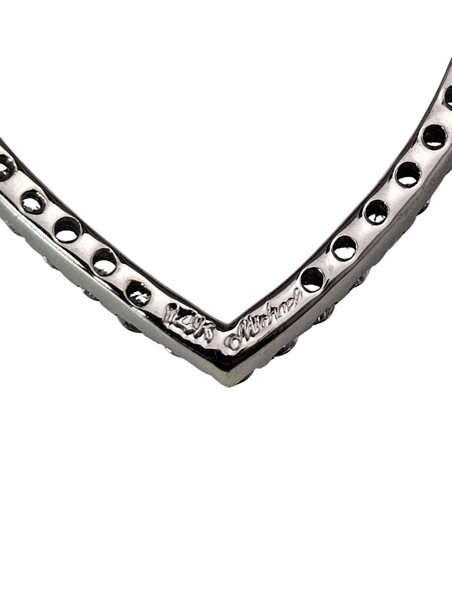 Collier à pendentif cœur ouvert en or blanc 14K et diamants #23756 Bon état - En vente à Washington Depot, CT