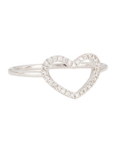 14K White Gold Diamond Open Heart Ring for her