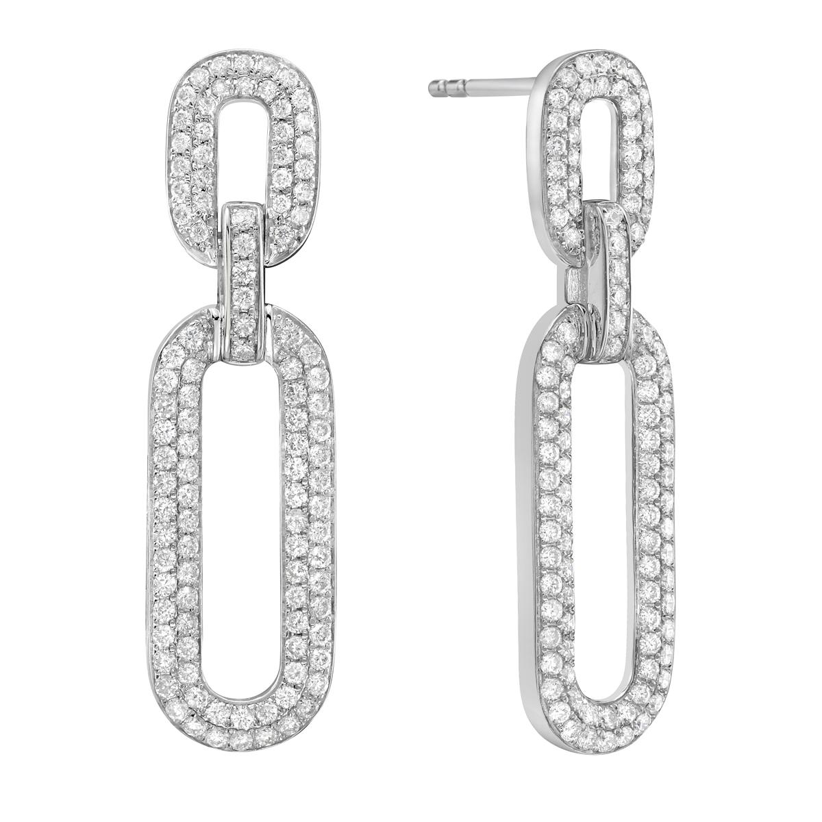These 14K White Gold Diamond Paperclip Earrings are a modern and elegant choice for any jewelry lover. Made from 4.0 grams of solid white gold, they are lightweight, comfortable, and designed for everyday wear. Their stylish paperclip shape gives