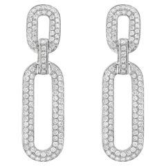 14K White Gold Diamond Paperclip Earrings