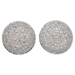 14k White Gold Diamond Pave Dome Earrings