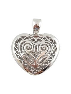 14K White Gold Diamond Pave Heart Pendant #14751